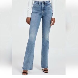 Good American Bootcut High waisted Distressed Stretch Jeans size 16